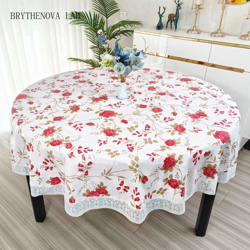 Outdoor Furniture Year Round - PVC-Tischdecke mit Blumenmuster und Spitze im