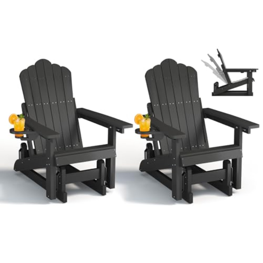 Adirondack Chair Wood - Outdoor HDPE Adirondack Glider-Stuhl-Set (2 Stück)