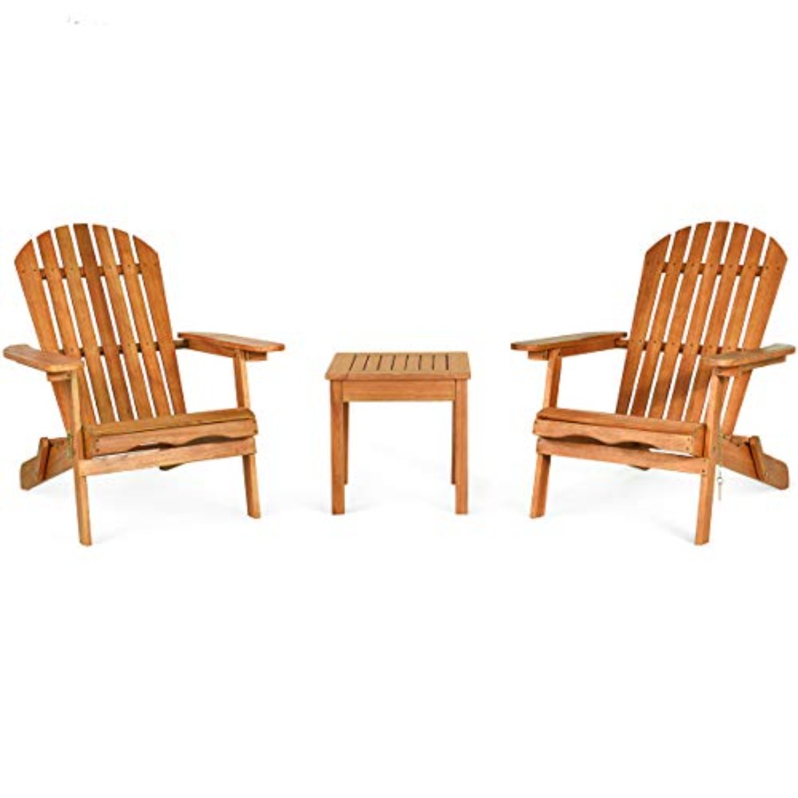 Adirondack Chair Wood - Adirondack-Stuhl-Set, 3-teilig, klappbare Holzstühle mit verbreiterten