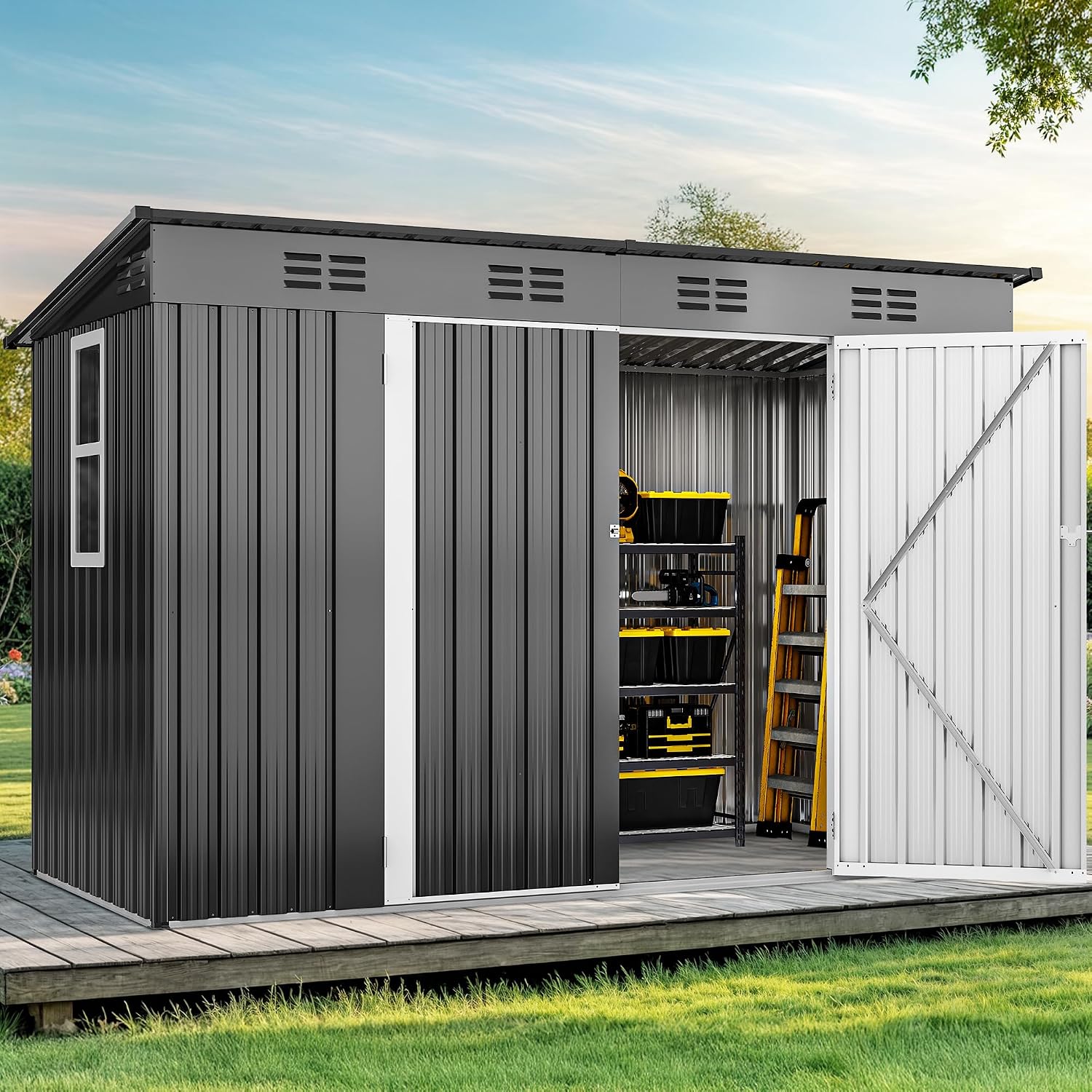 Outdoor Furniture With Storage - 9' x 4' Gartenhaus mit Fenstern,