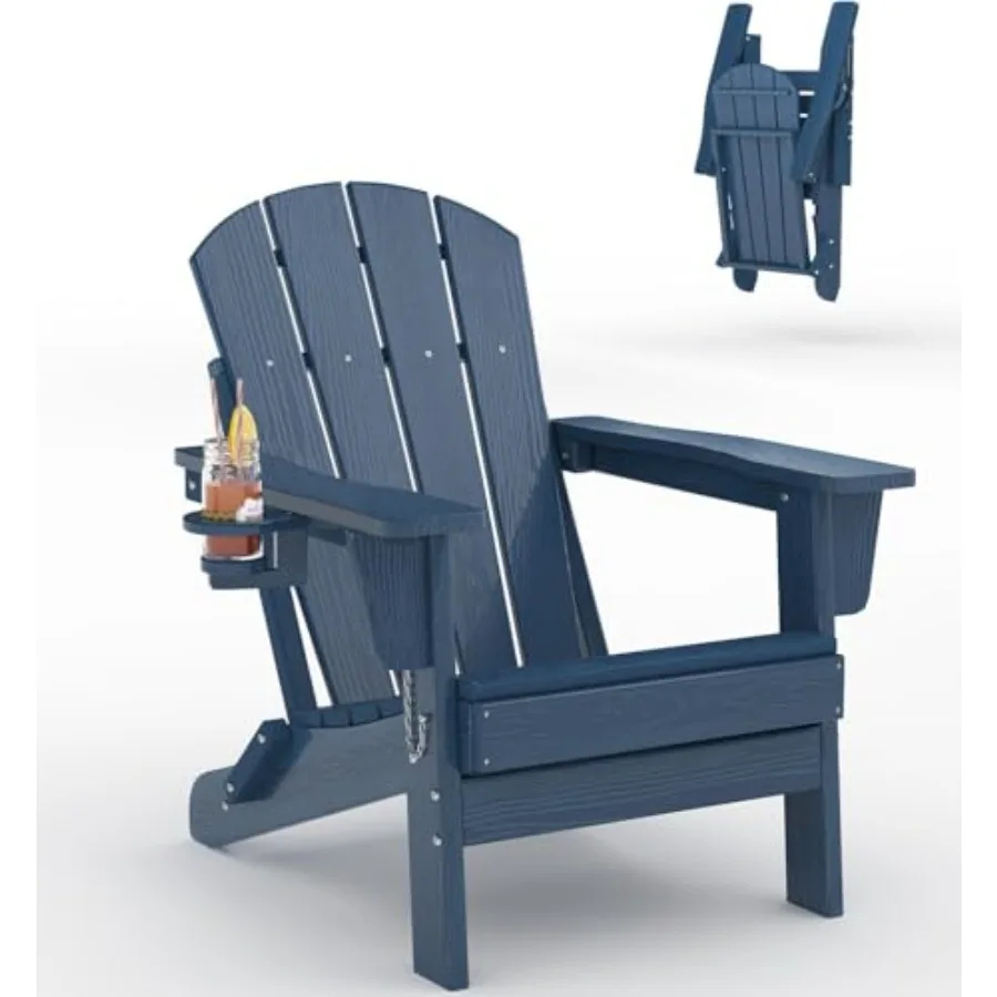 Adirondack Chair Wood - Klappbarer Adirondack-Stuhl – Wetterfester HDPE-Terrassenstuhl mit
