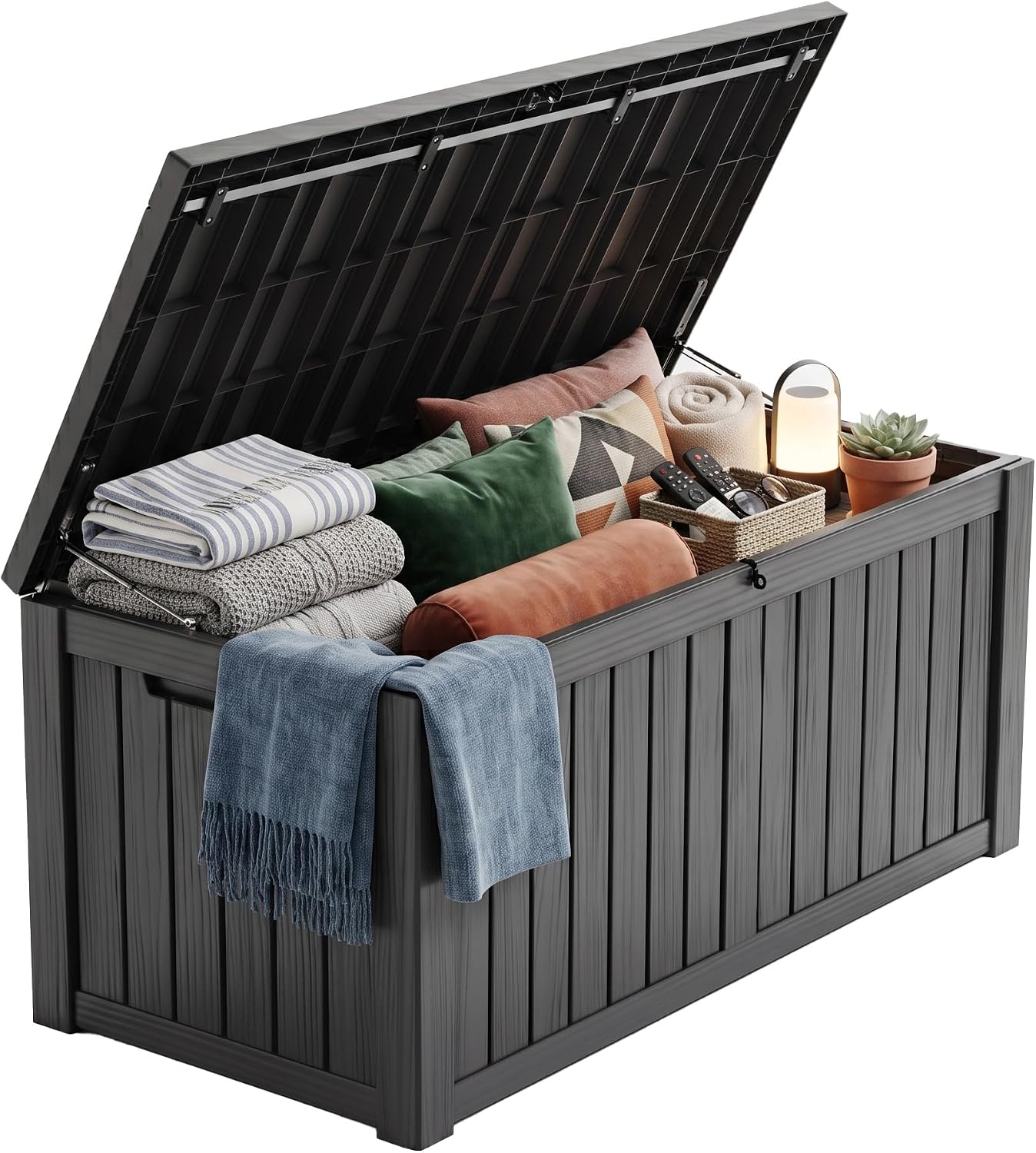 Outdoor Furniture With Storage - 200-Gallonen abschließbare Kunststoff-Aufbewahrungsbox, wasserdicht und UV-beständig,