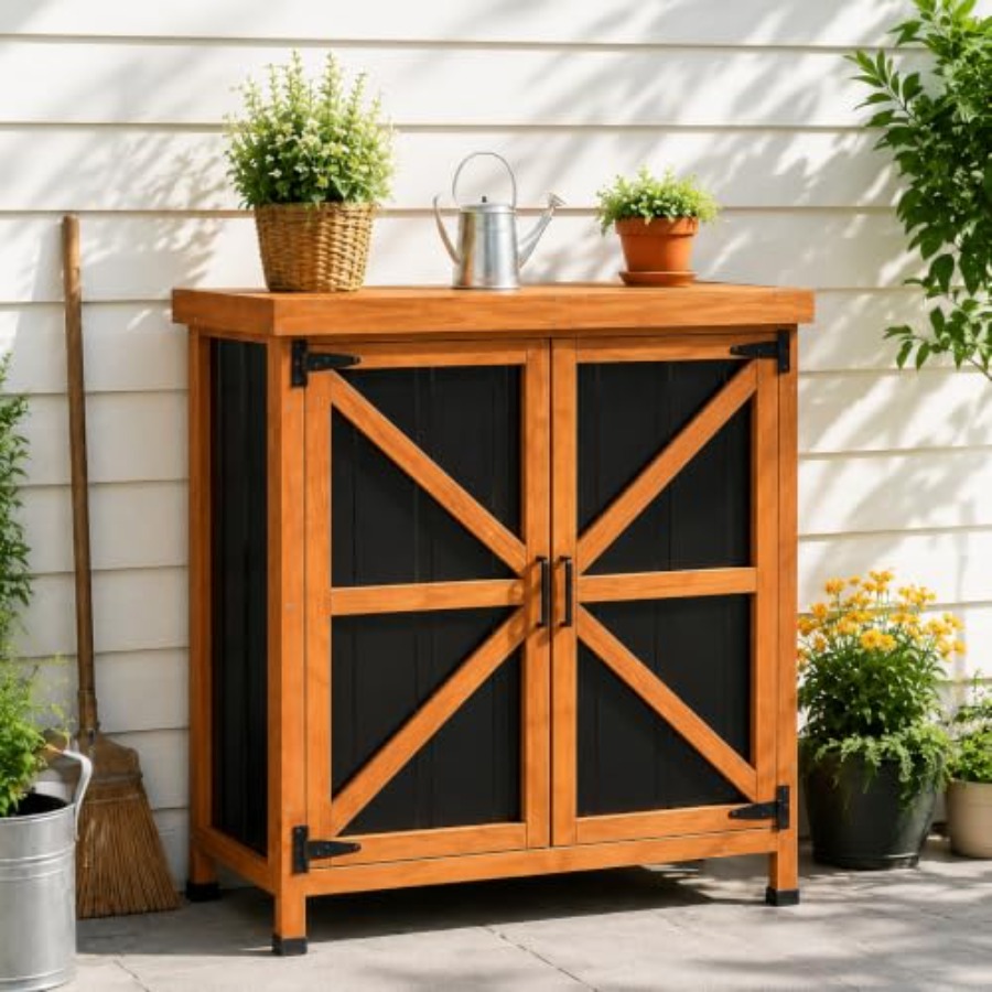 Garden Bench Metal - Gartenschrank aus Holz, 31,5