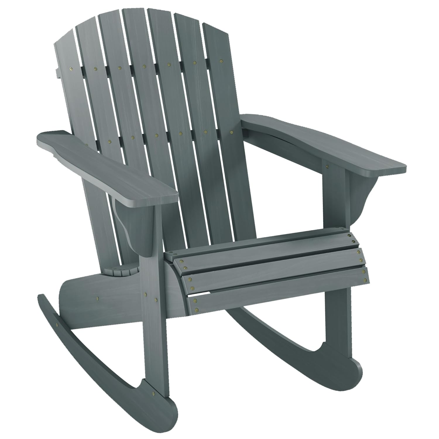 Adirondack Chair Wood - Holz-Adirondack-Schaukelstuhl mit Lamellenrückenlehne für den Außenbereich,