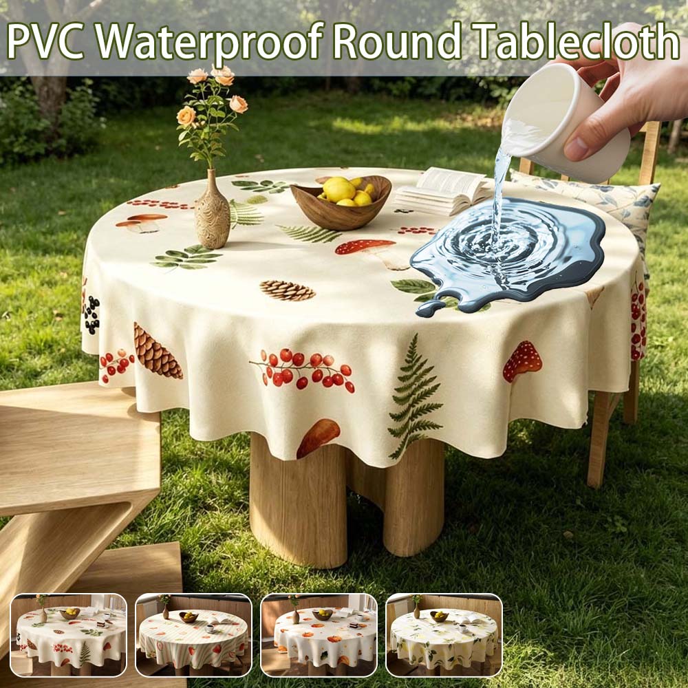 Outdoor Furniture Year Round - Wiederverwendbare PVC-Runde Tischdecke Wasserdicht Ölfest Leicht