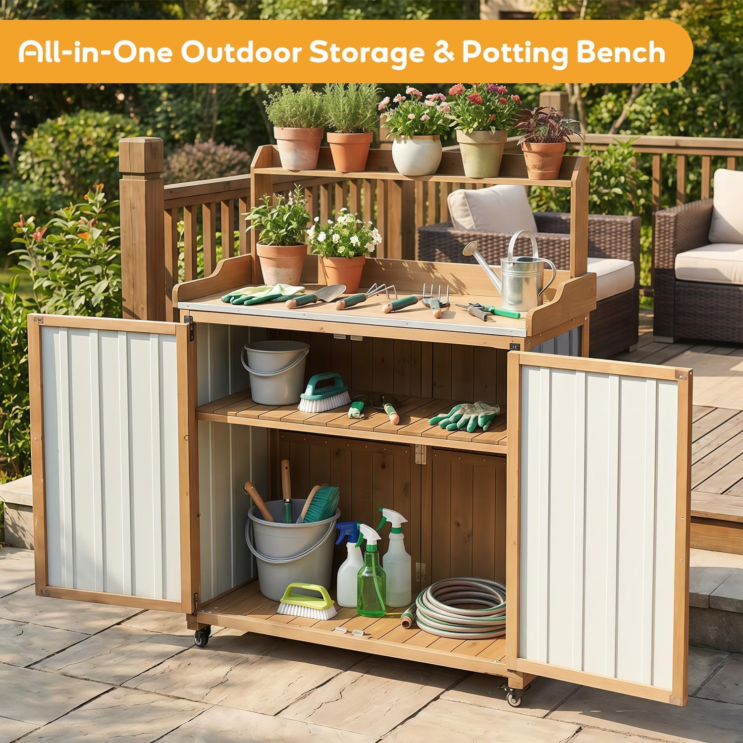 Pflanztisch mit Stauraum, absc – Garden Bench Metal Bewertung und Preis