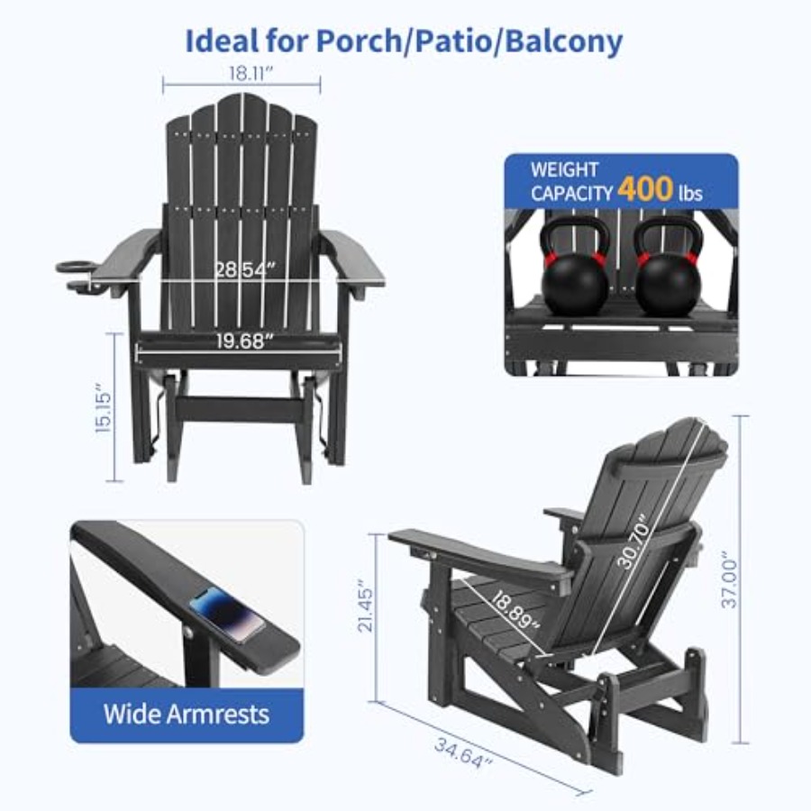 Outdoor HDPE Adirondack Glider – Adirondack Chair Wood Bewertung und Preis