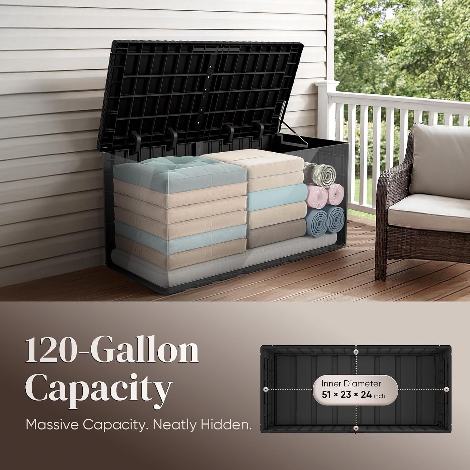 120 Gallonen Große Outdoor-Auf – Outdoor Furniture With Storage Bewertung und Preis