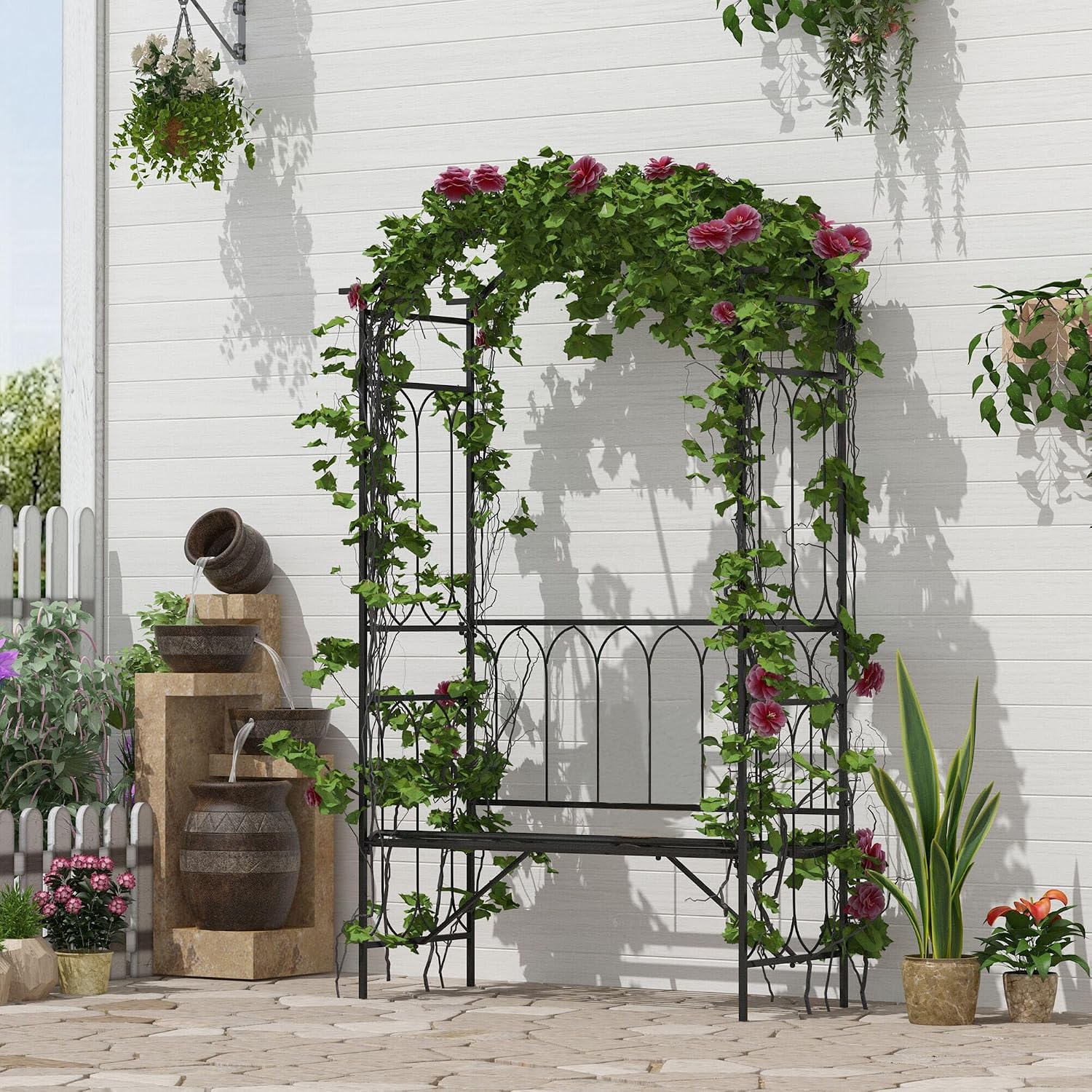 Metall-Gartenbogen mit Gartenb – Garden Bench Metal Bewertung und Preis