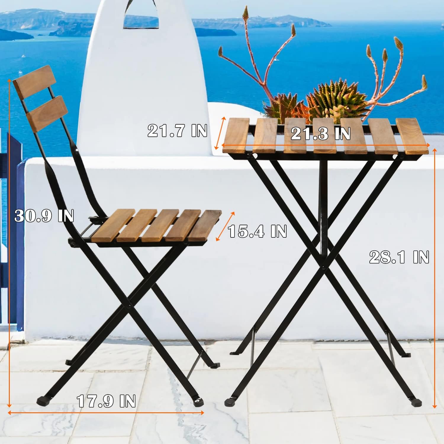 3-teiliges klappbares Bistro-S – Outdoor Furniture For Patio Bewertung und Preis