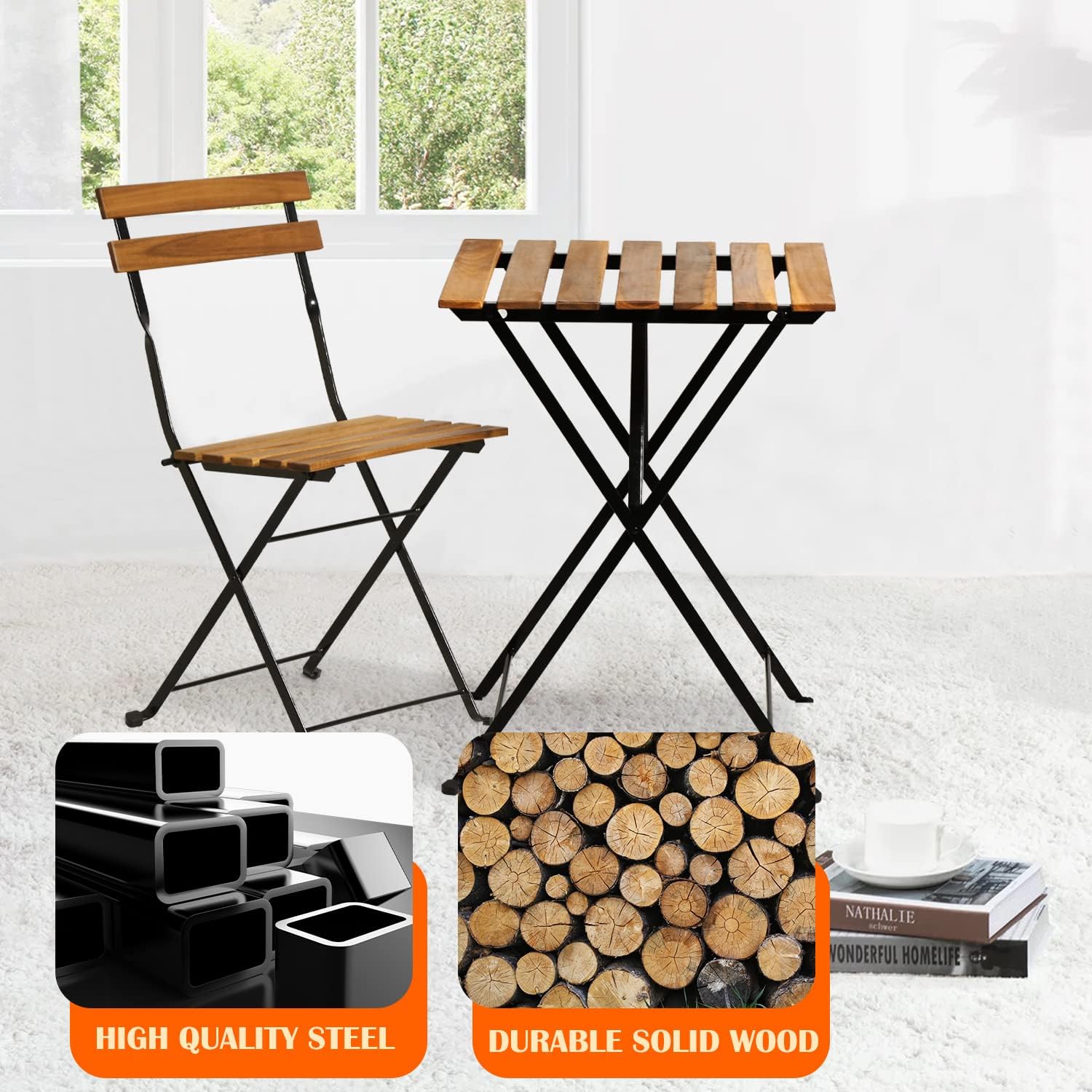 3-teiliges klappbares Bistro-S – Outdoor Furniture For Patio Bewertung und Preis