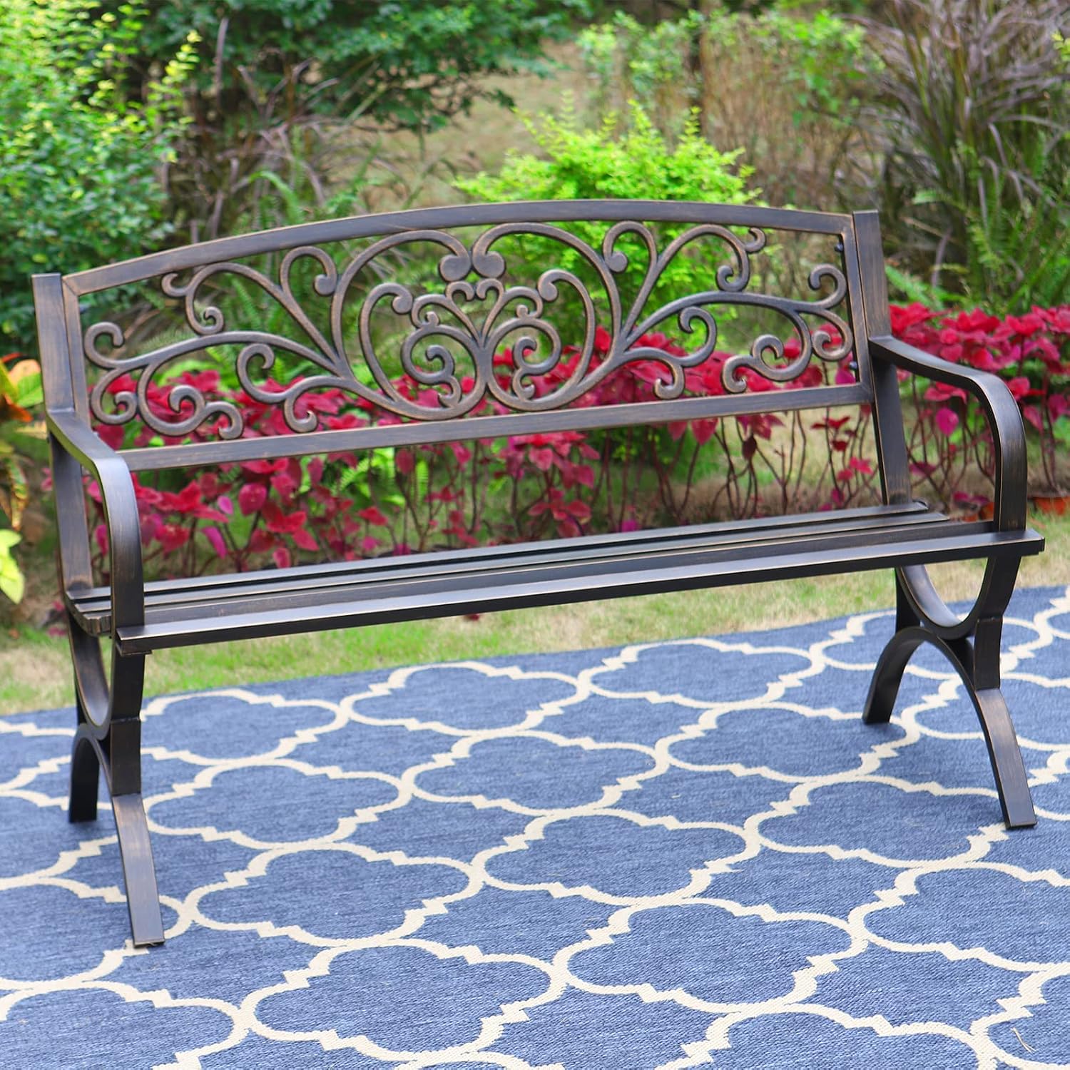 Bronzene 50-Zoll-Gartenbank fü – Garden Bench Metal Bewertung und Preis