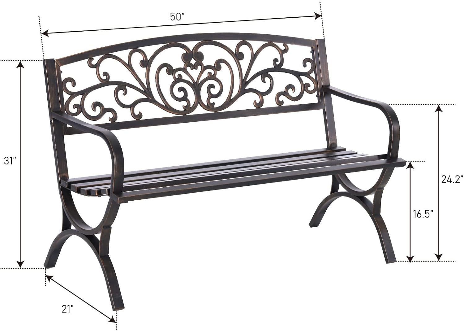 Bronzene 50-Zoll-Gartenbank fü – Garden Bench Metal Bewertung und Preis