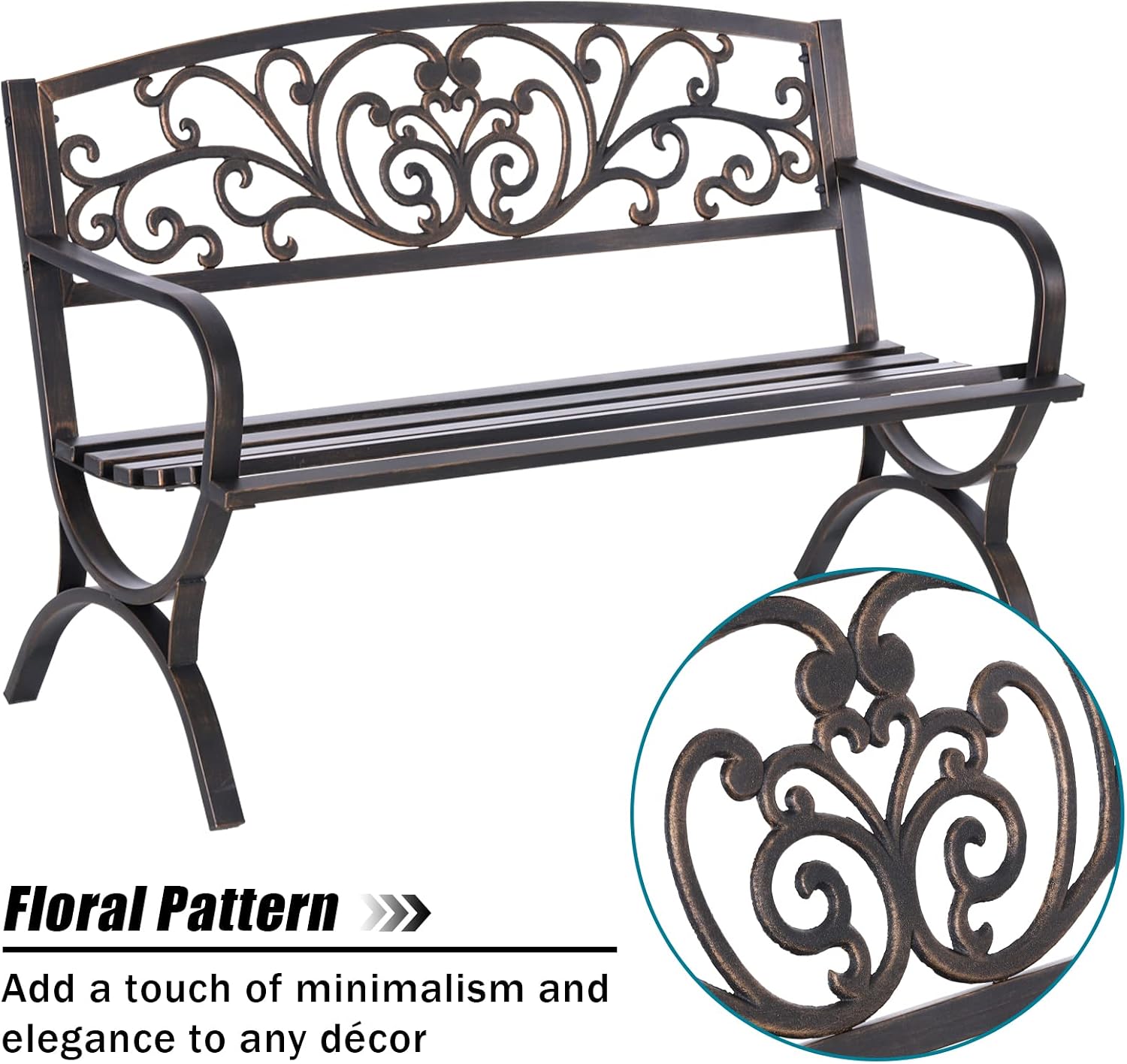 Bronzene 50-Zoll-Gartenbank fü – Garden Bench Metal Bewertung und Preis