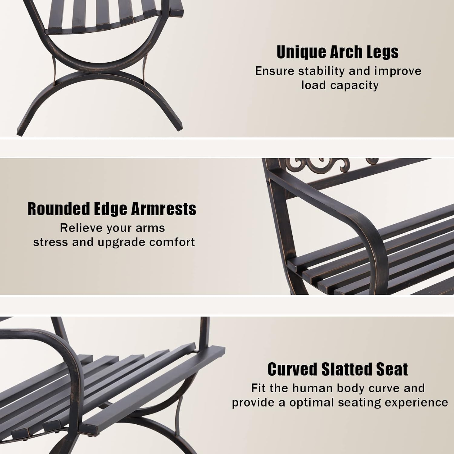 Bronzene 50-Zoll-Gartenbank fü – Garden Bench Metal Bewertung und Preis